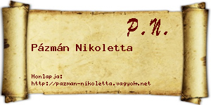 Pázmán Nikoletta névjegykártya