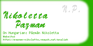 nikoletta pazman business card